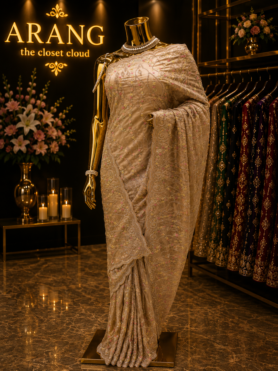 “The Golden Petals” Premium Designer Saree
