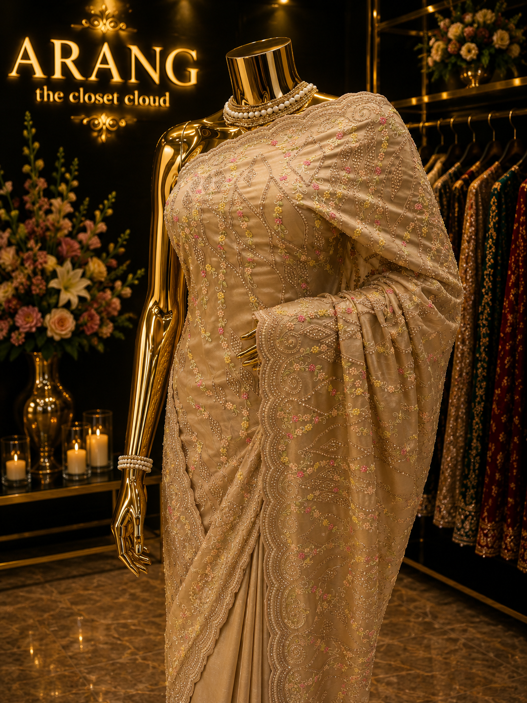 “The Golden Petals” Premium Designer Saree