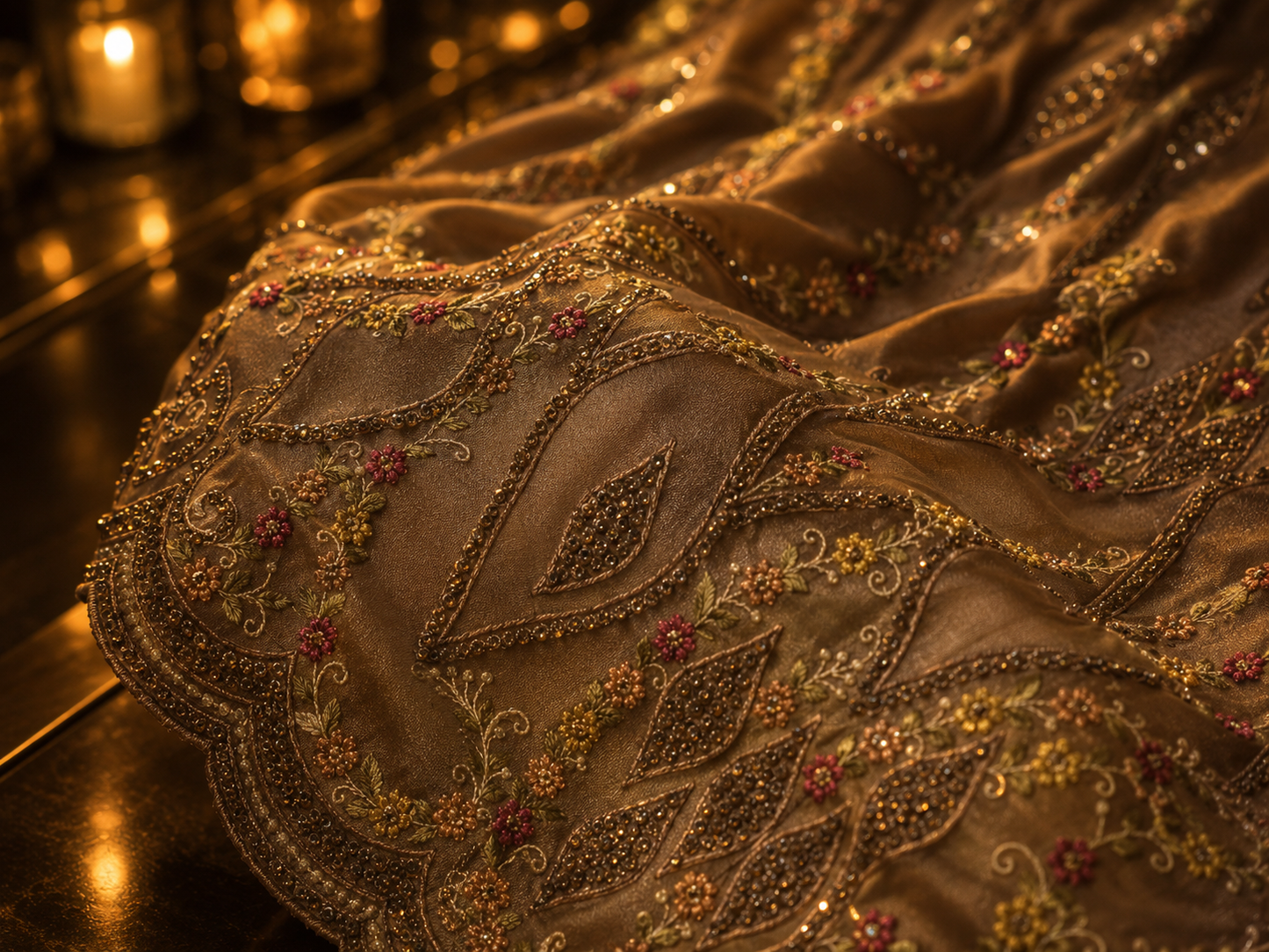 “The Golden Petals” Premium Designer Saree