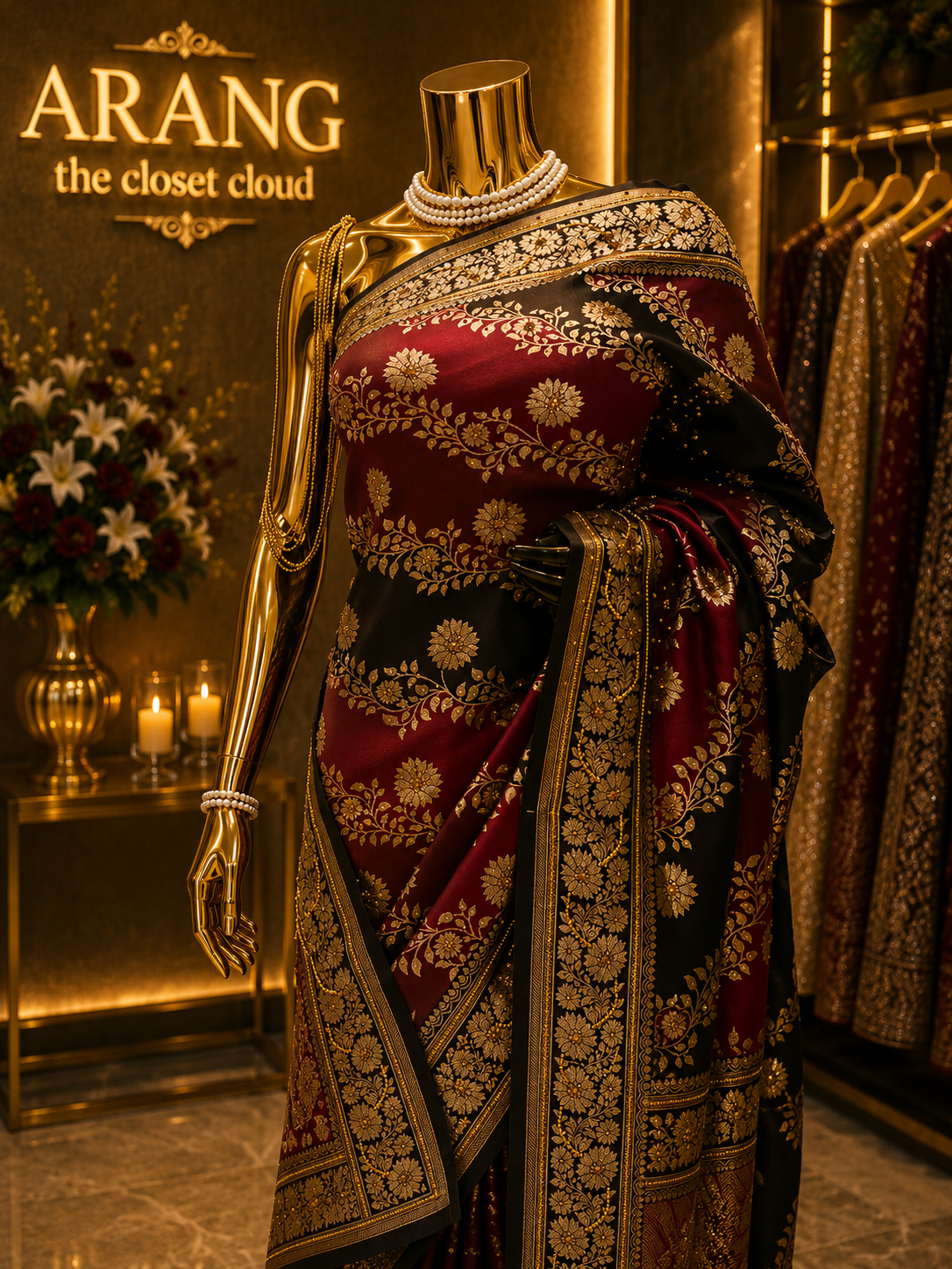 “The Maroon & Black” Premium Banarasi Silk Saree