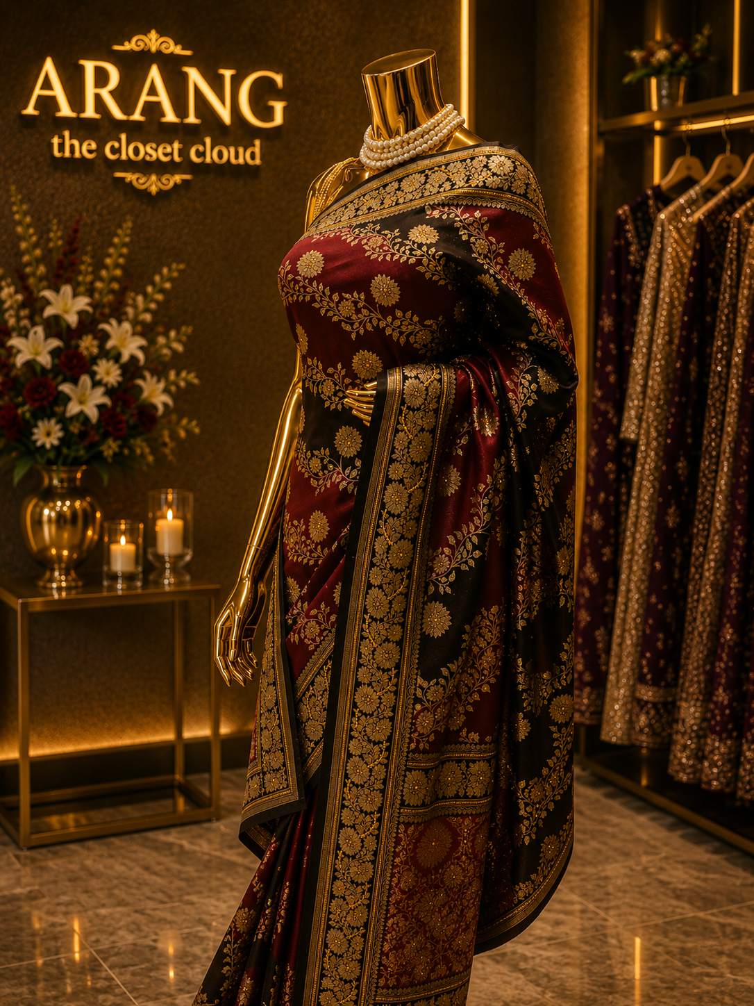 “The Maroon & Black” Premium Banarasi Silk Saree