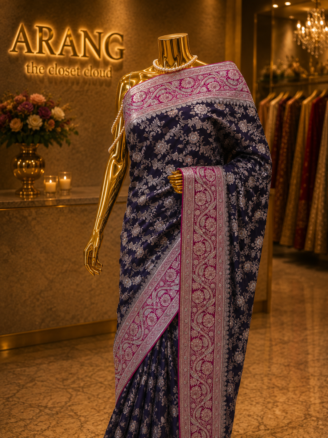 “The Navy Blue” Premium Banarasi Silk Saree