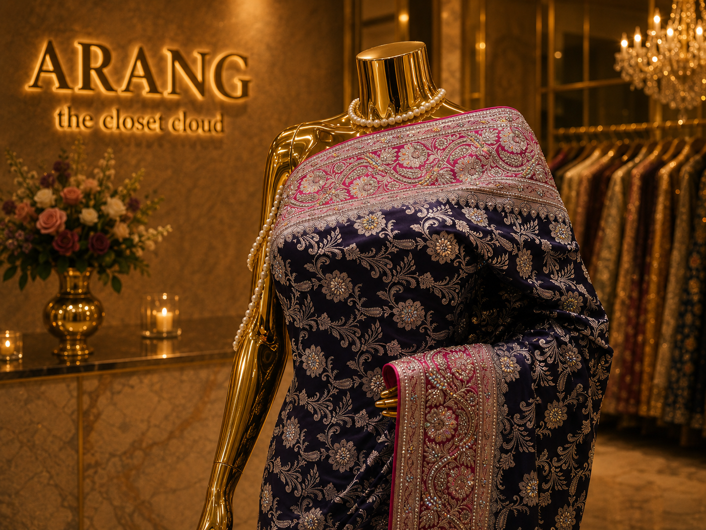 “The Navy Blue” Premium Banarasi Silk Saree