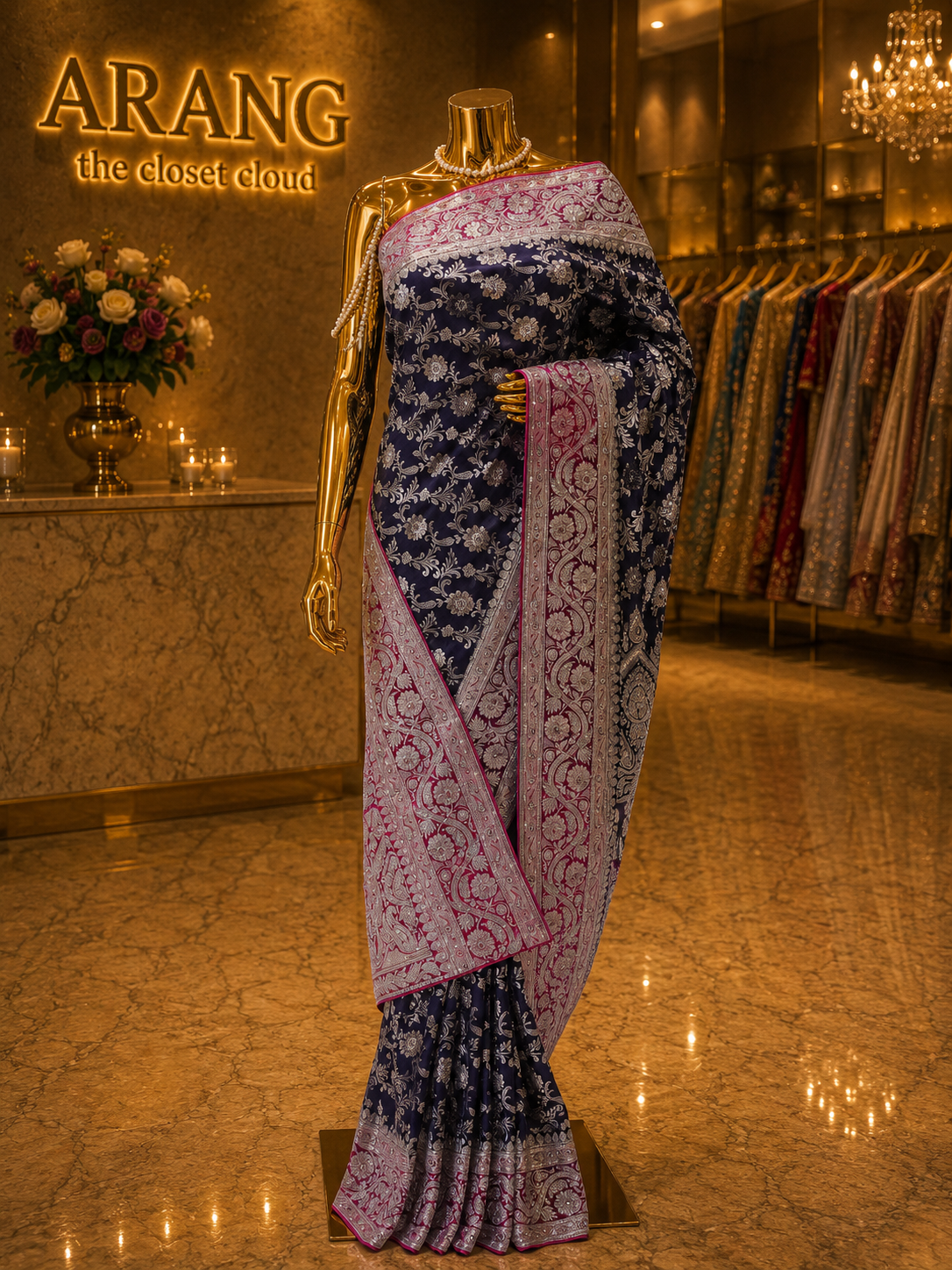“The Navy Blue” Premium Banarasi Silk Saree