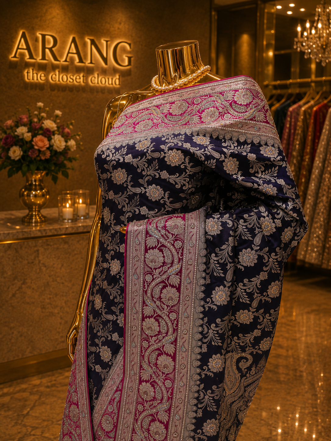 “The Navy Blue” Premium Banarasi Silk Saree