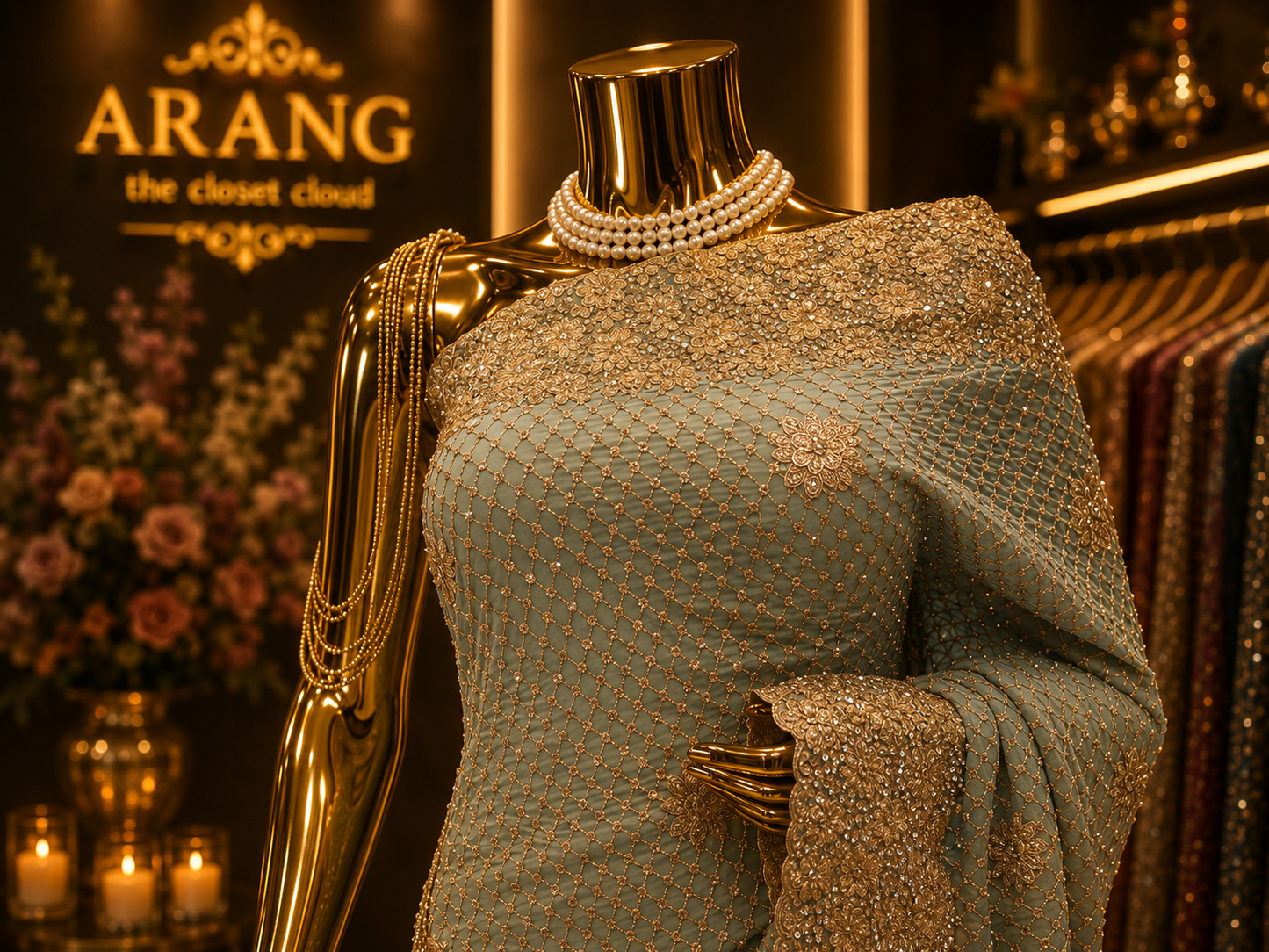 “The Light Steel Blue” Premium Designer Saree