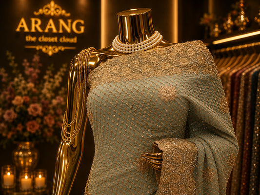“The Light Steel Blue” Premium Designer Saree