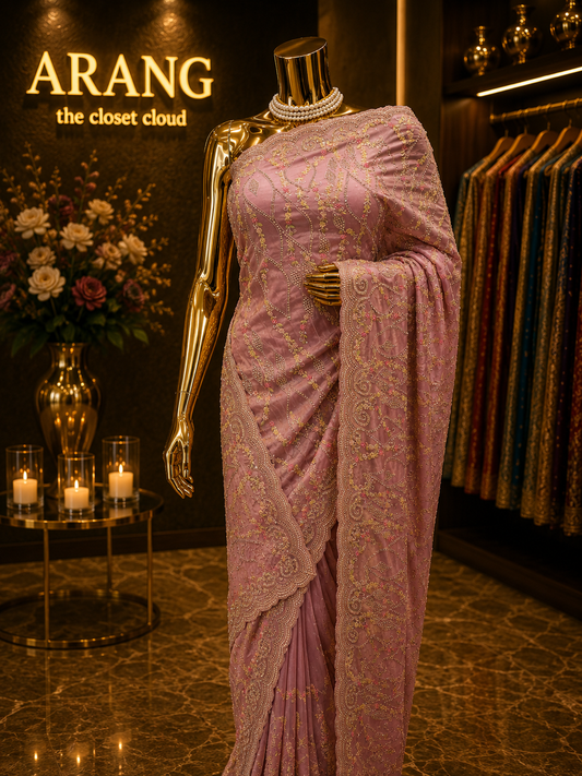 “The Elegant Pastel Mauve” Premium Designer Saree