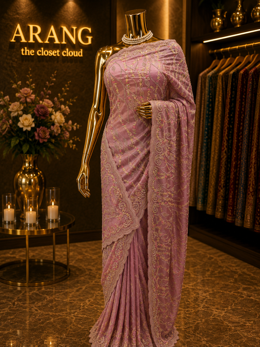 “The Elegant Pastel Mauve” Premium Designer Saree