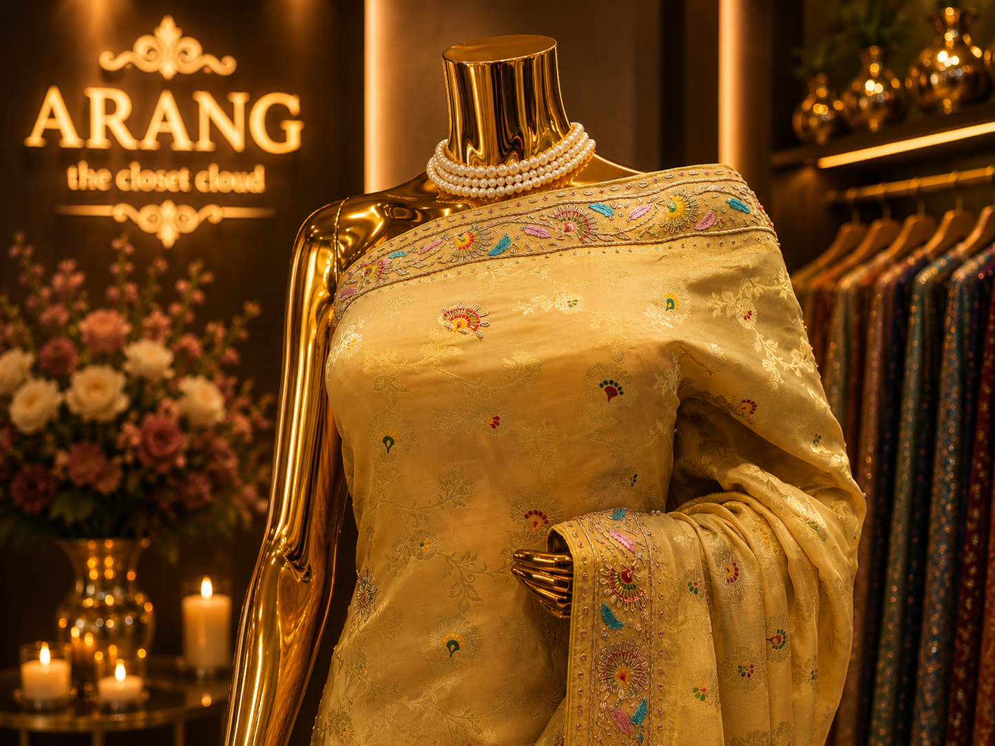 “The Mustard Gold” Premium Antique Hand-Crafted Banarasi Silk Saree