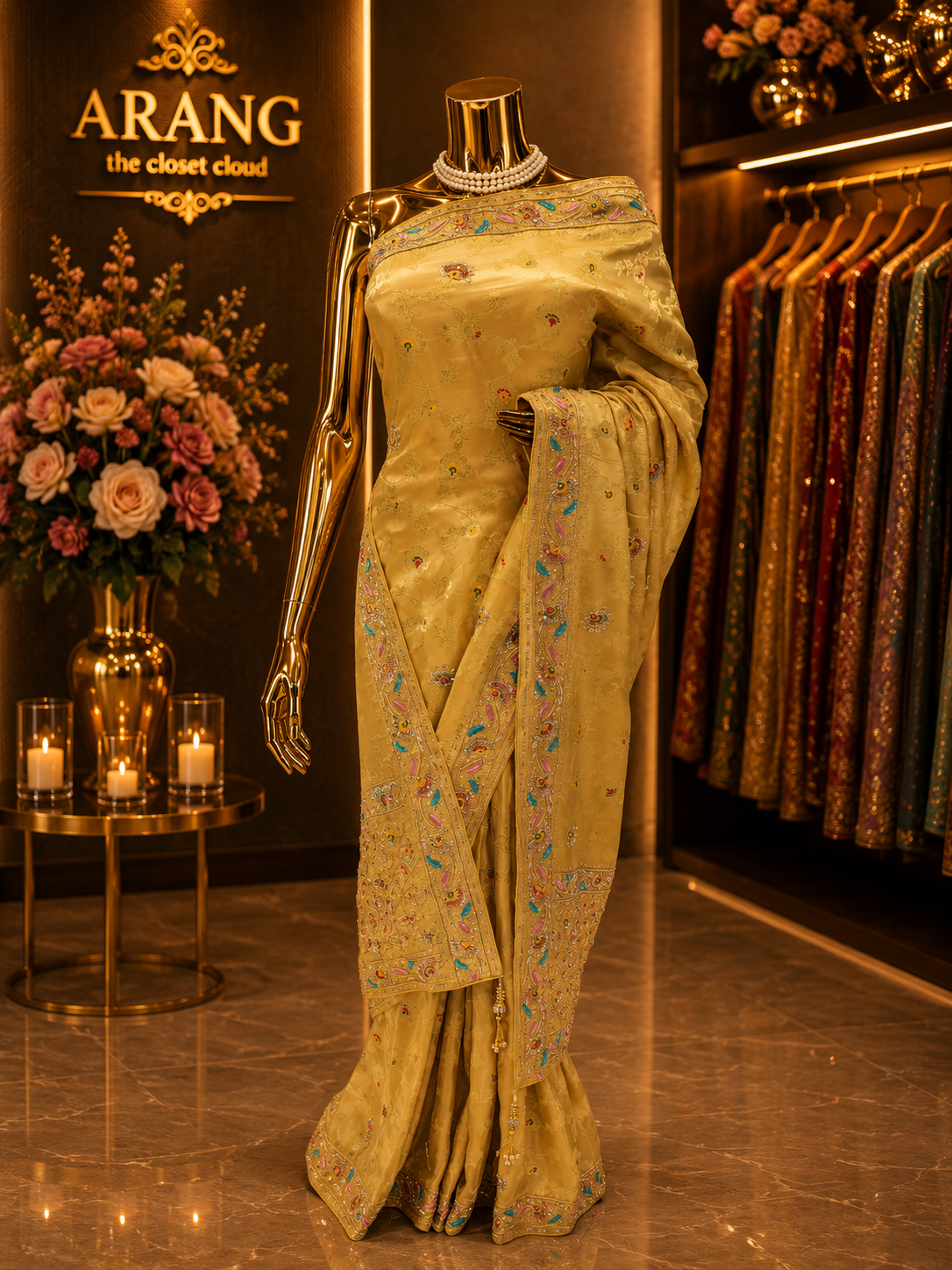 “The Mustard Gold” Premium Antique Hand-Crafted Banarasi Silk Saree