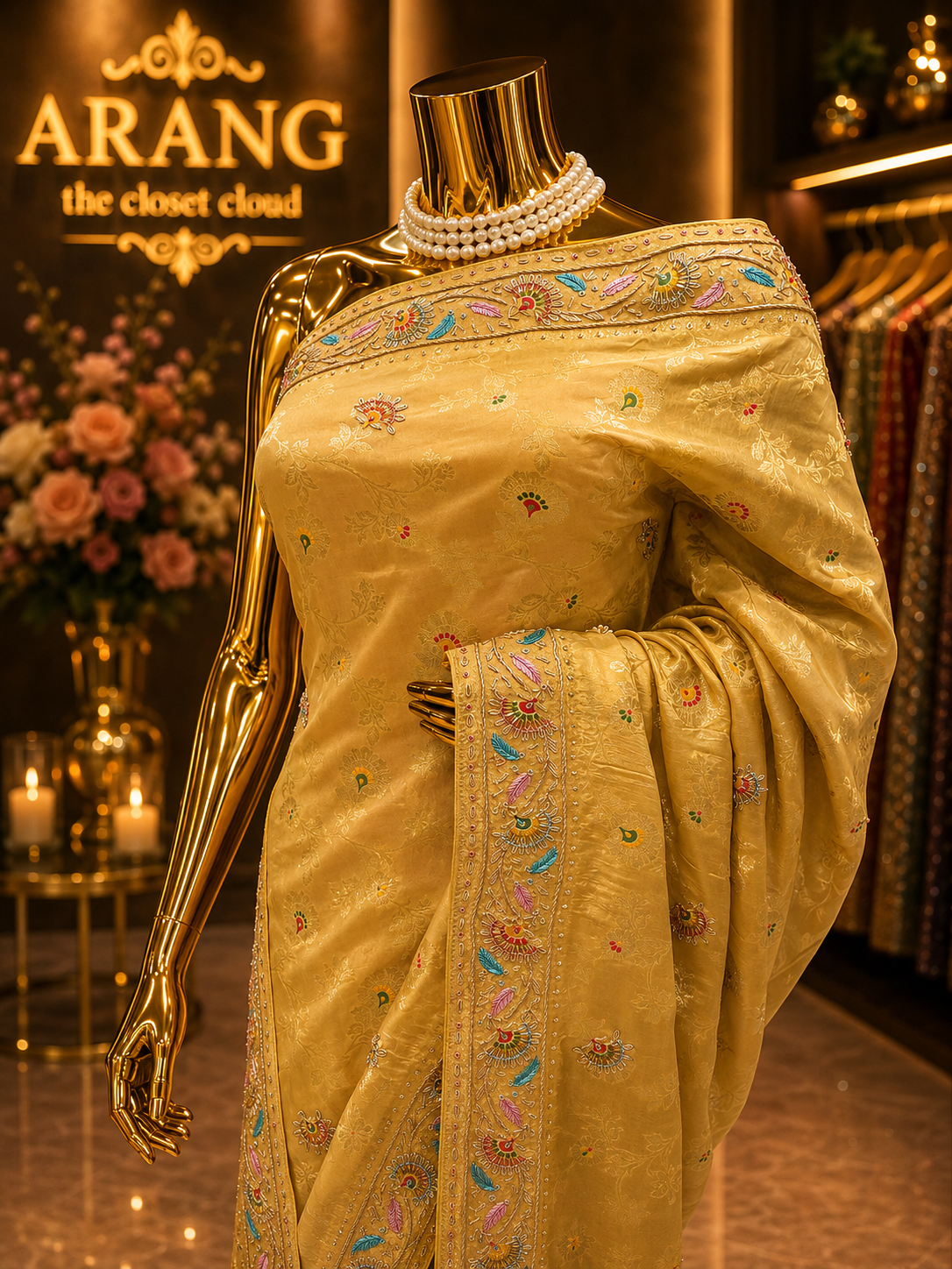 “The Mustard Gold” Premium Antique Hand-Crafted Banarasi Silk Saree