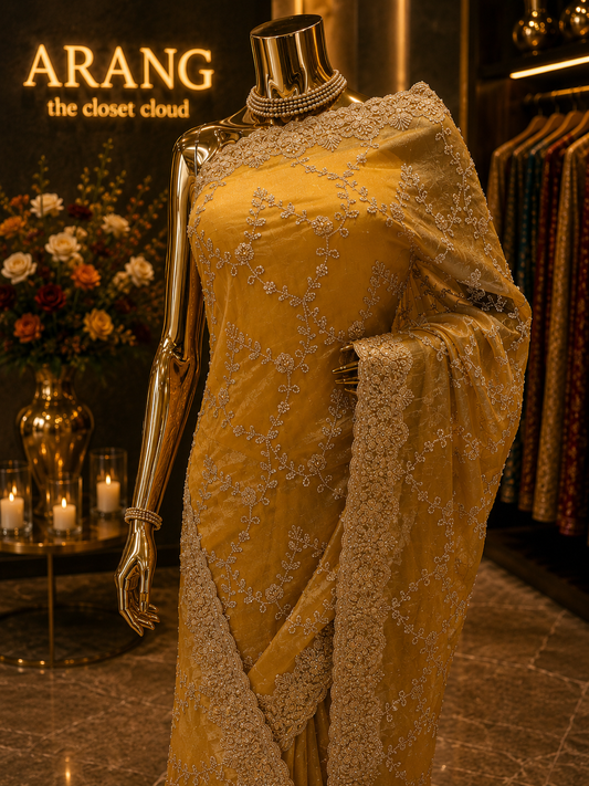“The Golden Yellow” Premium Designer Saree