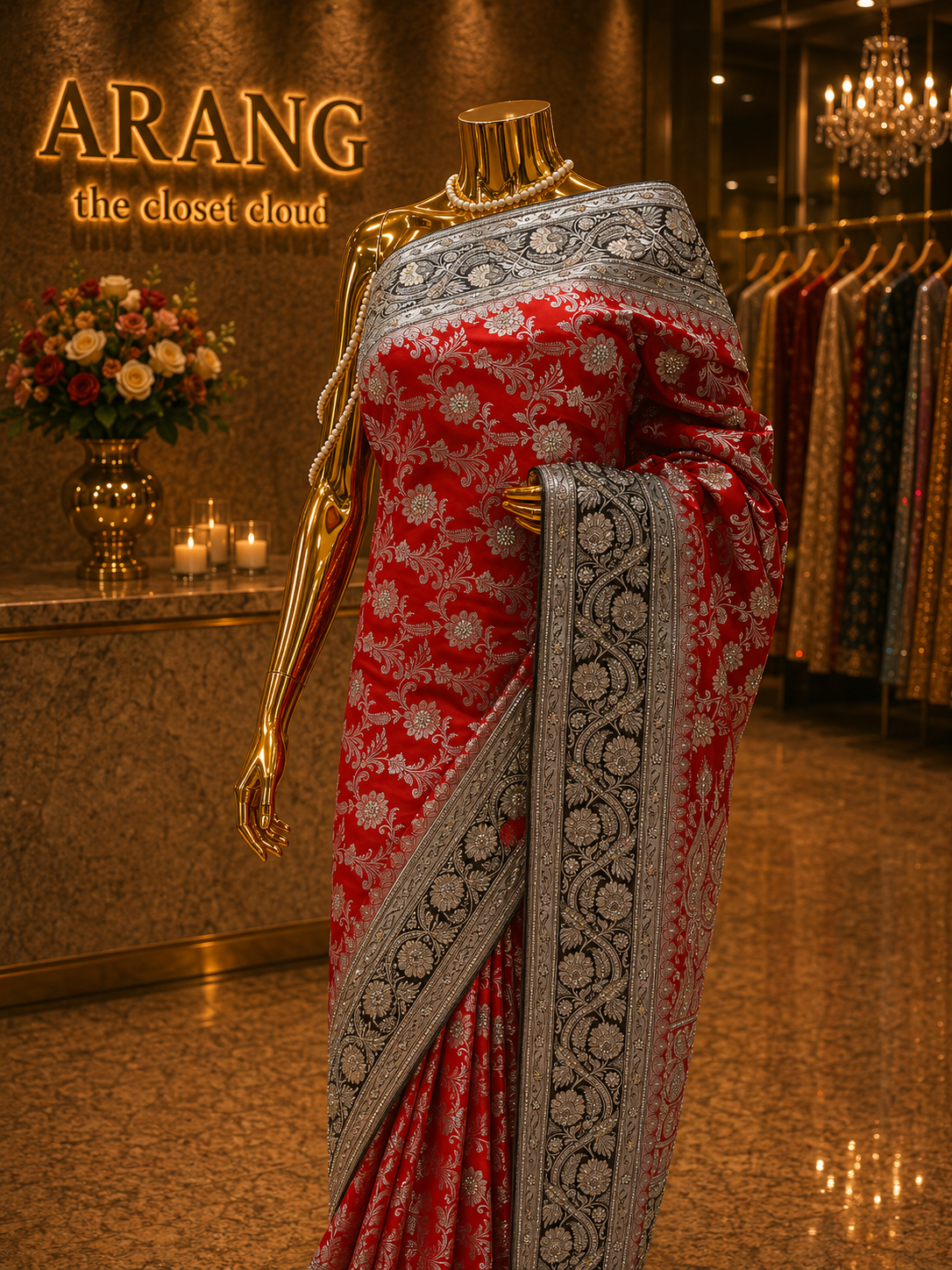 “The Red & Black” Premium Banarasi Silk Saree