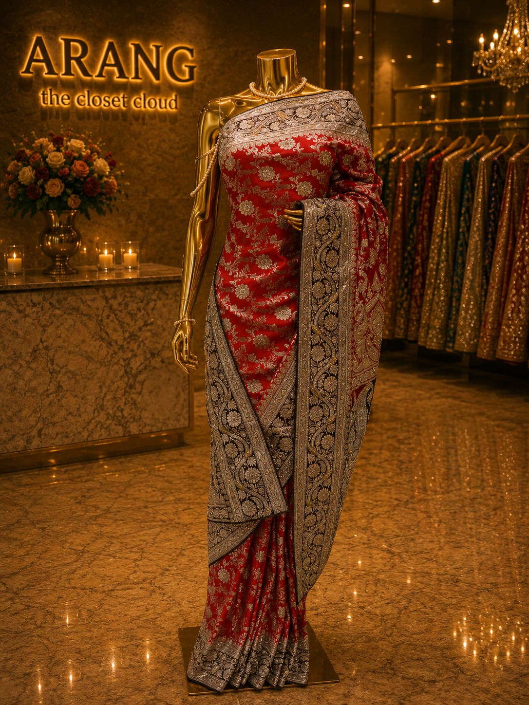 “The Red & Black” Premium Banarasi Silk Saree