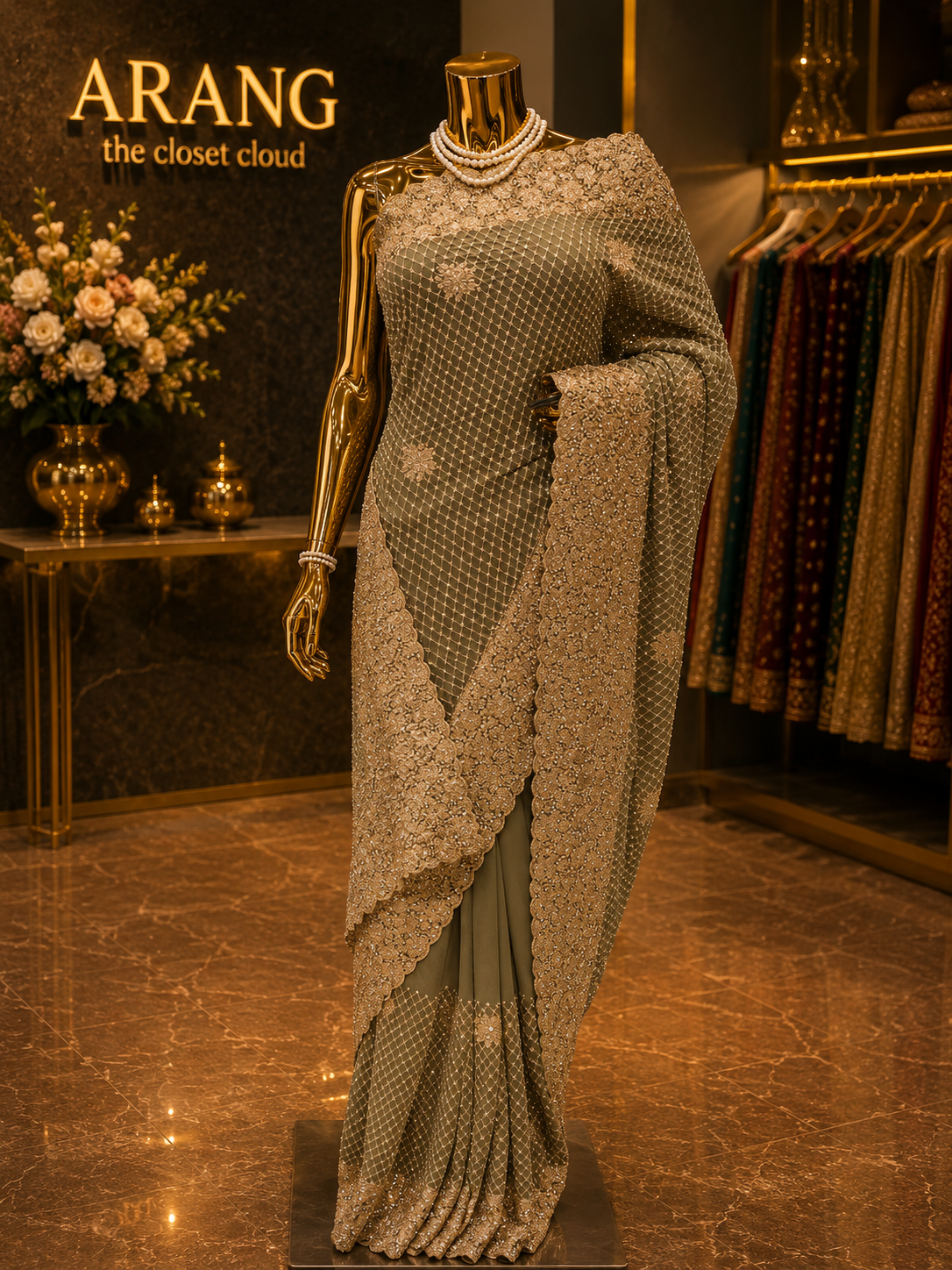 "The Olive Green" Premium Designer Saree