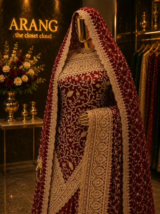 “The Royal Maroon” Vol 2 Premium Designer Saree with Veil