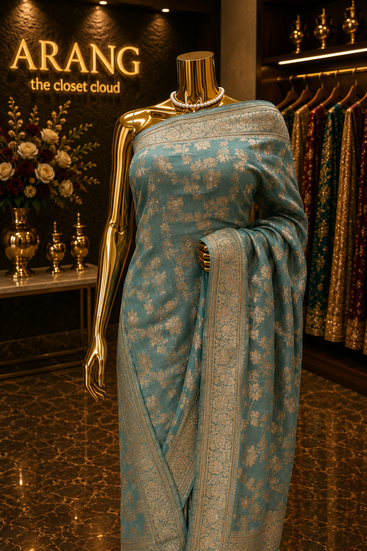 "The Sea Green" Premium Banarasi Chiffon Saree