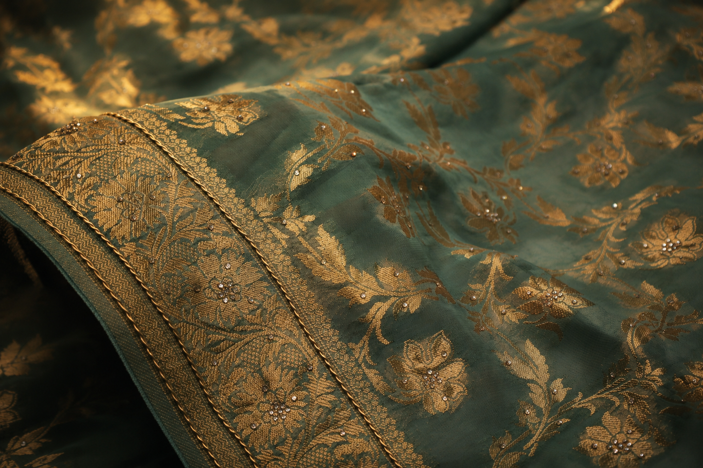 "The Sea Green" Premium Banarasi Chiffon Saree