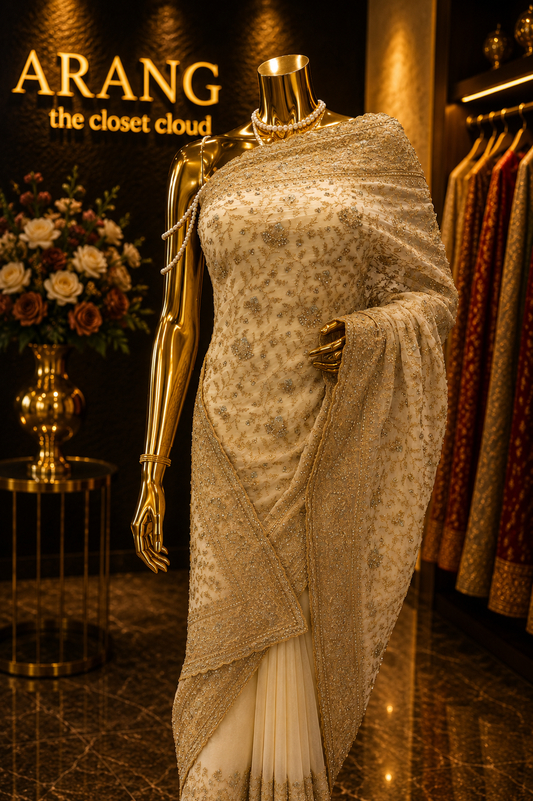 “The Ivory White” Premium Designer Saree