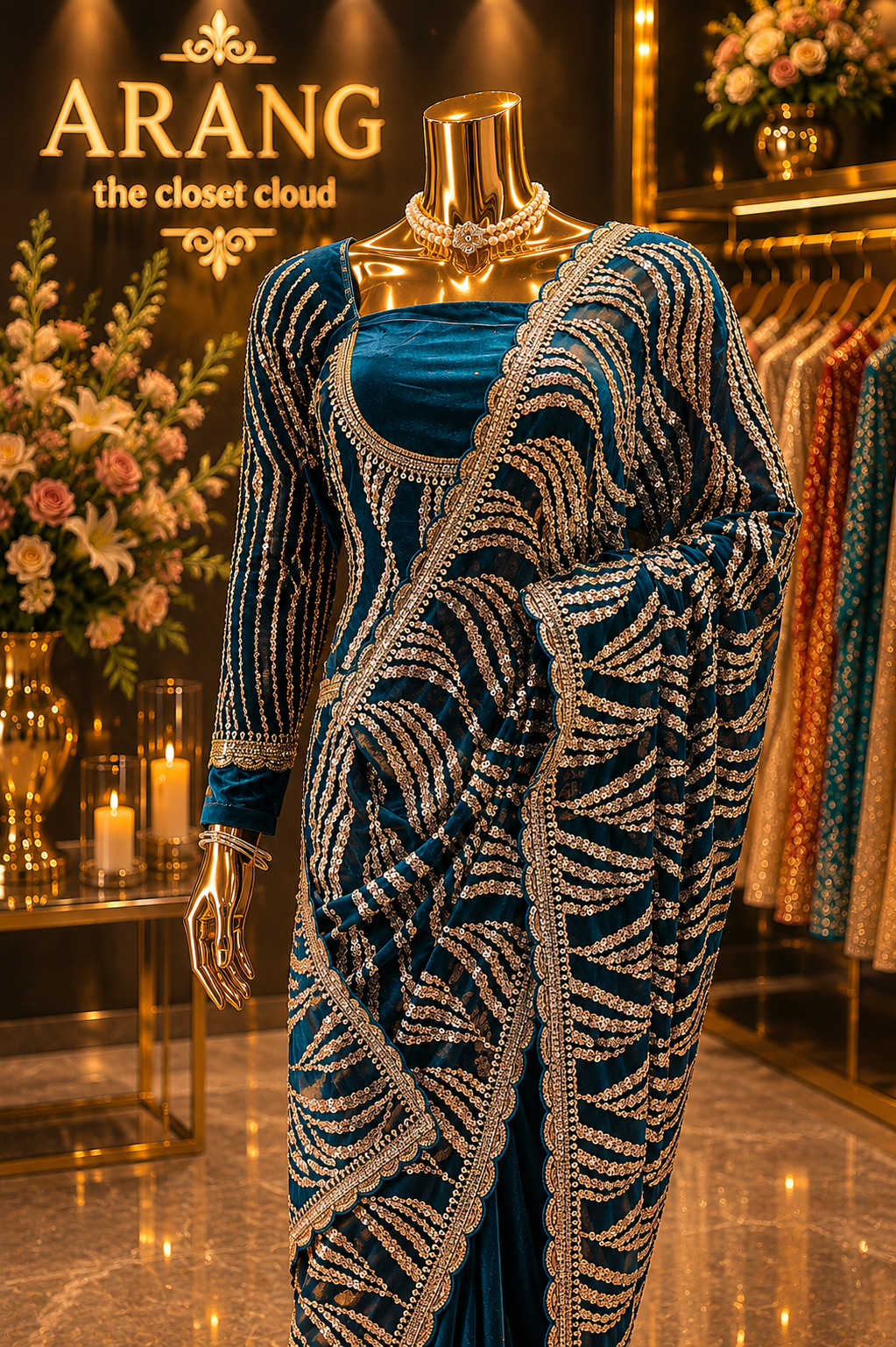 "The Deep Teal Blue" Premium Designer Saree