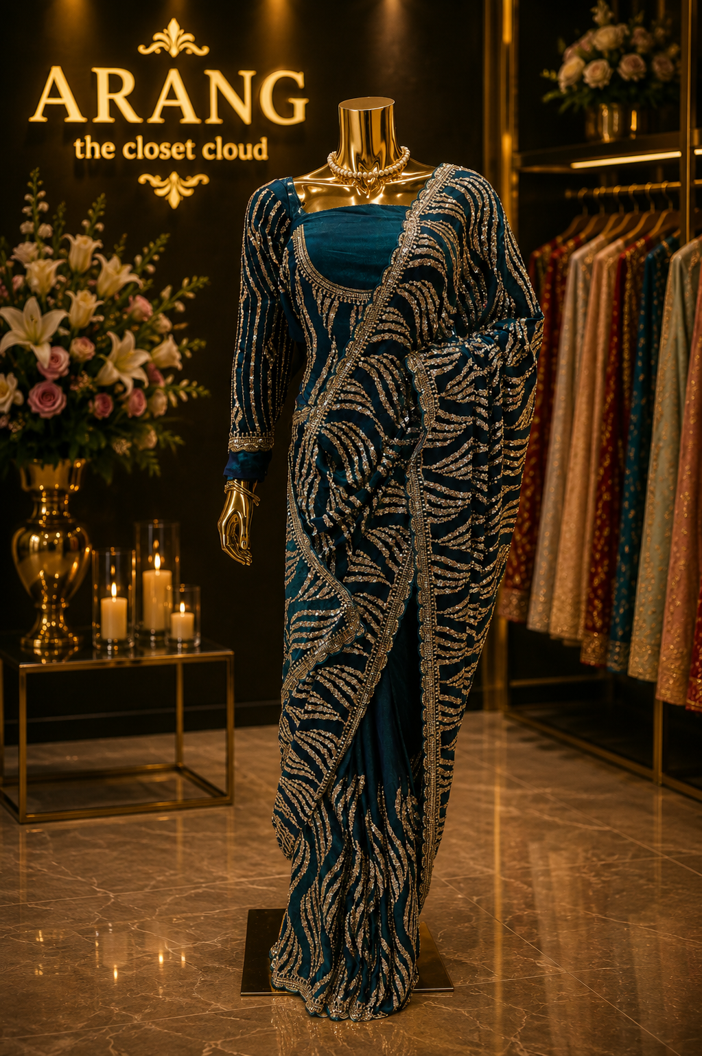 "The Deep Teal Blue" Premium Designer Saree