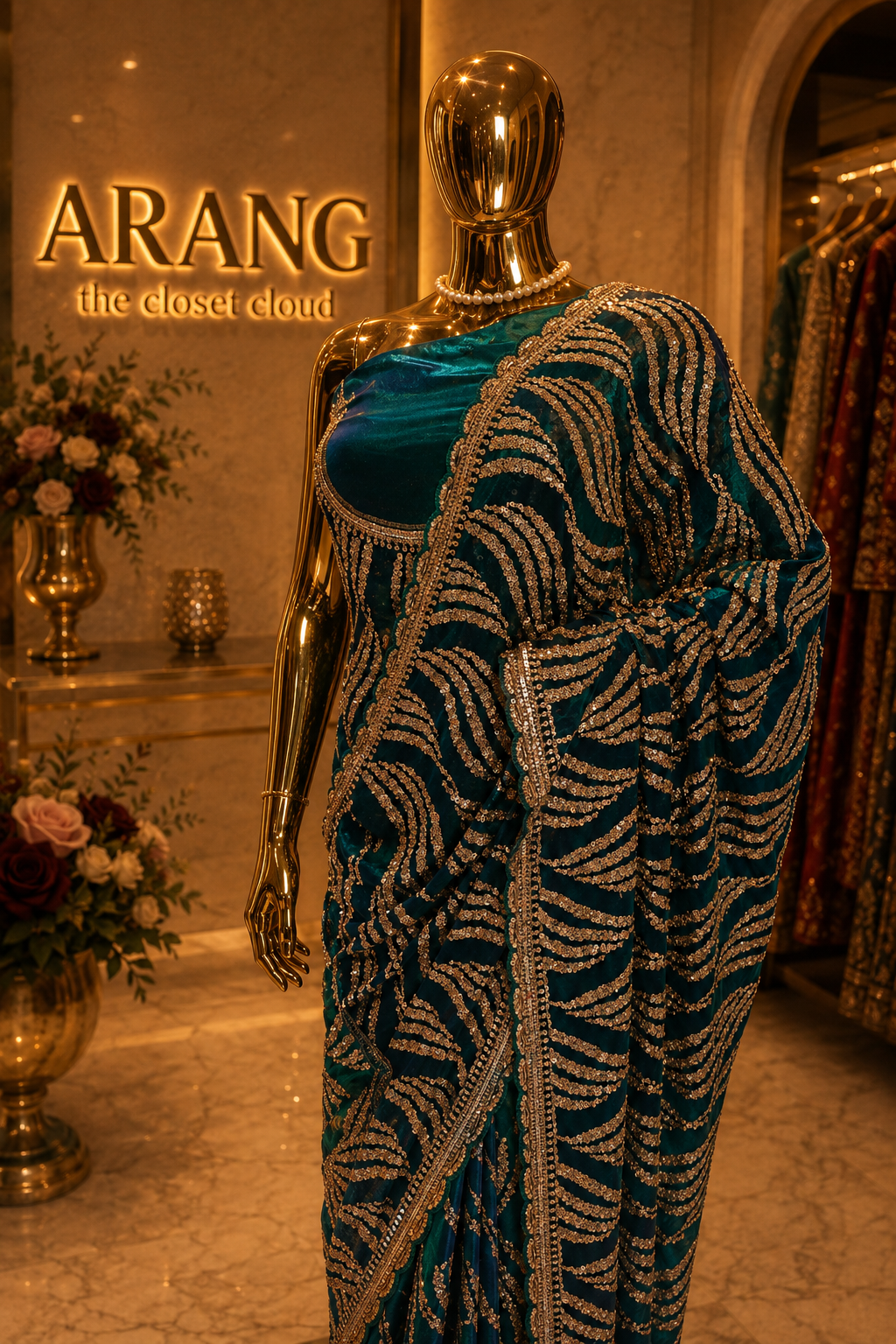 "The Deep Teal Blue" Premium Designer Saree
