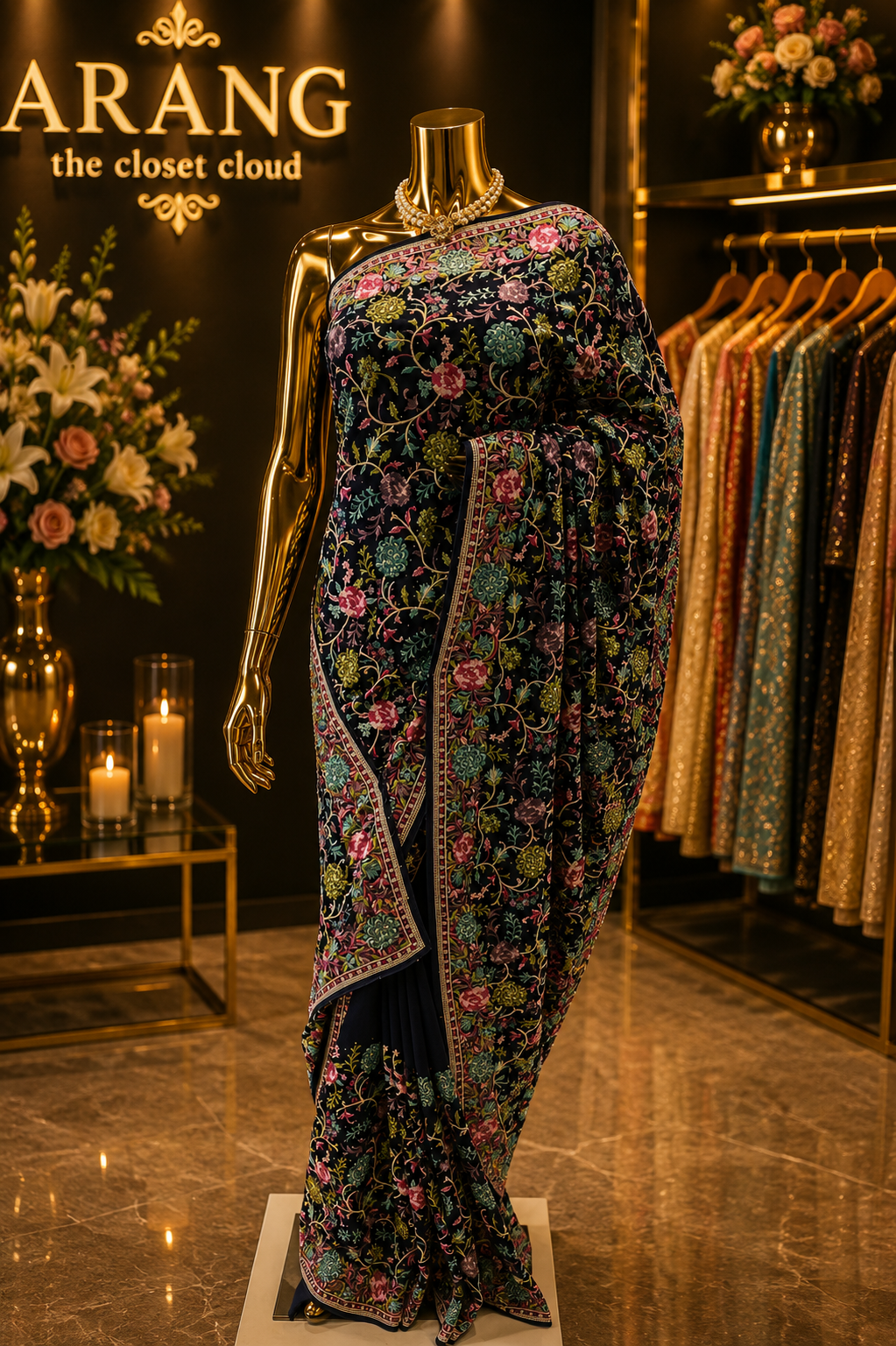 "The Indigo Blue Parsi" Premium Designer Saree