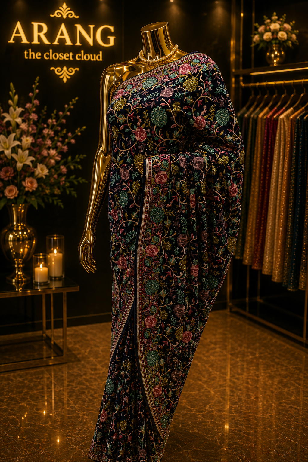"The Indigo Blue Parsi" Premium Designer Saree