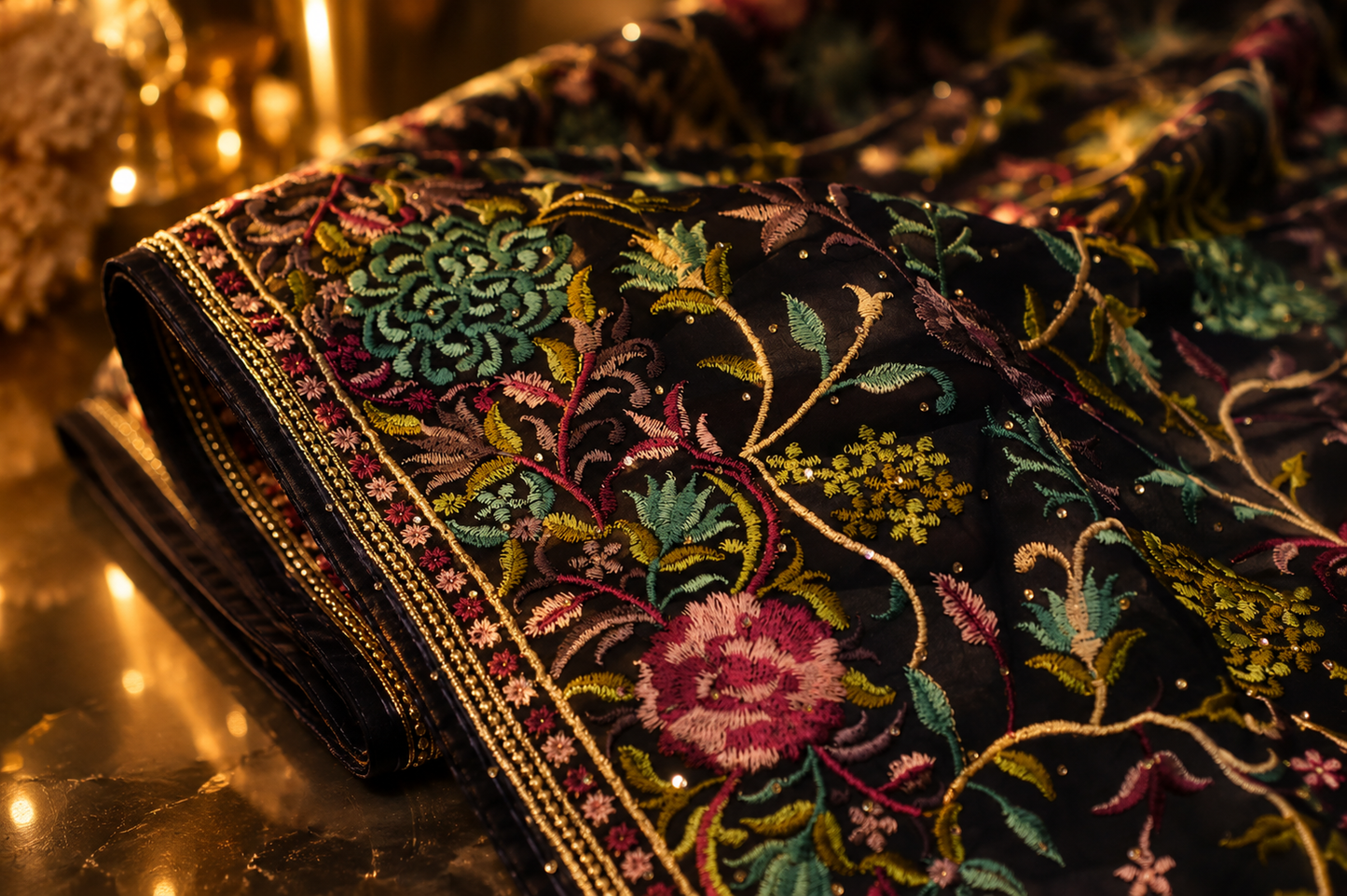 "The Indigo Blue Parsi" Premium Designer Saree