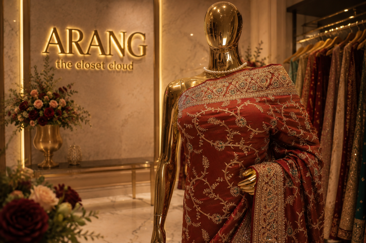 "The Royal Rust Crimson" Premium Zardozi Designer Saree