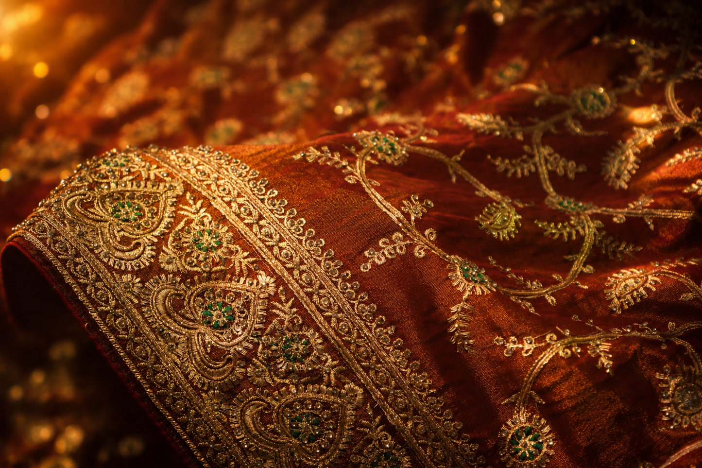 "The Royal Rust Crimson" Premium Zardozi Designer Saree
