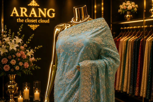 “The Ethereal Aqua” Premium Designer Saree