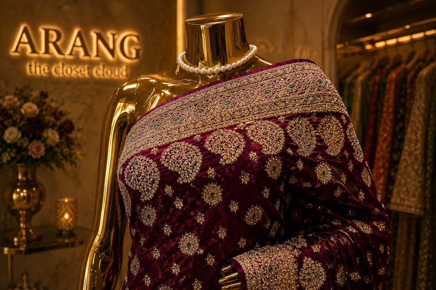 "The Royal Wine" Premium Designer Saree