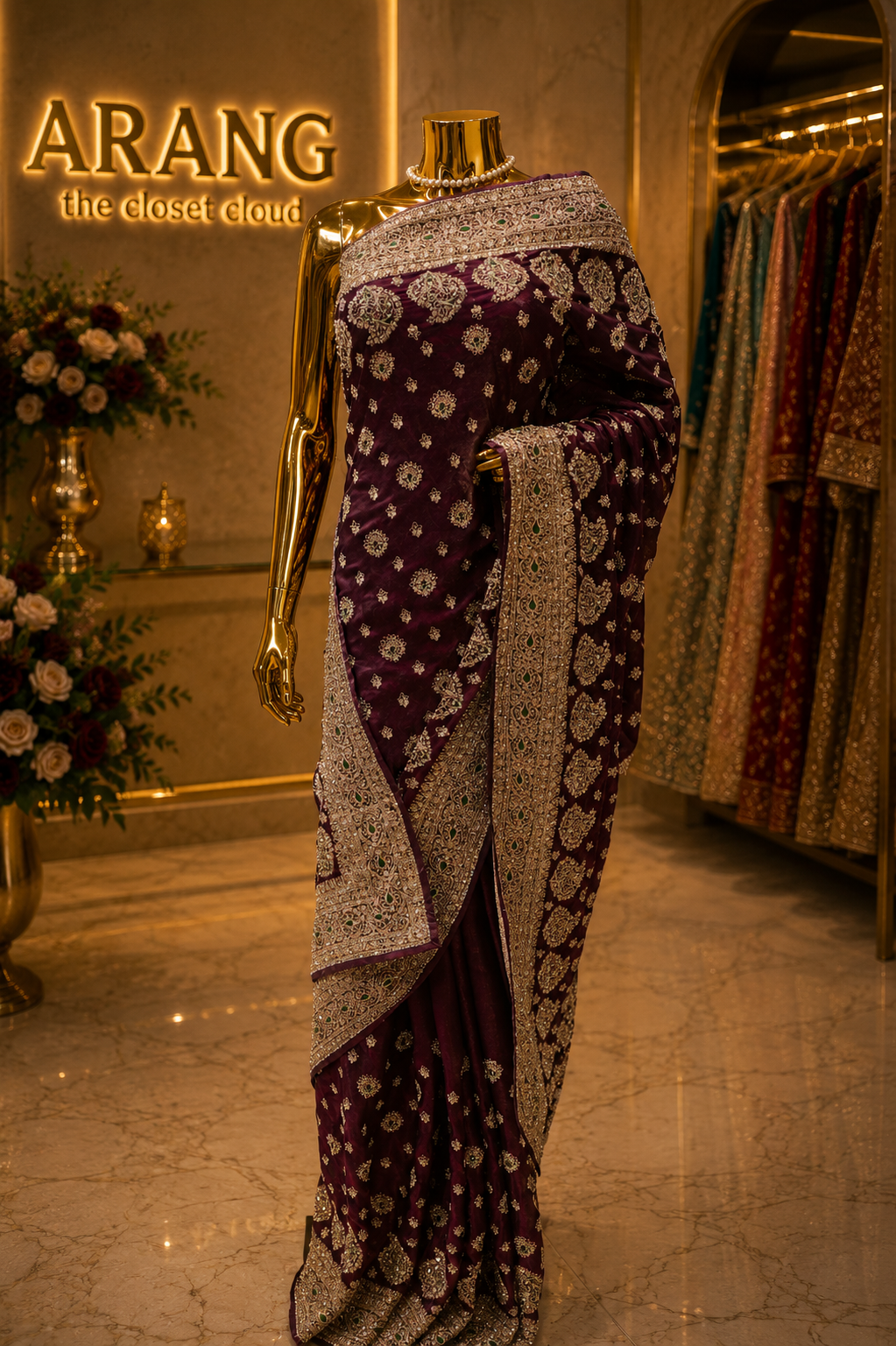 "The Royal Wine" Premium Designer Saree