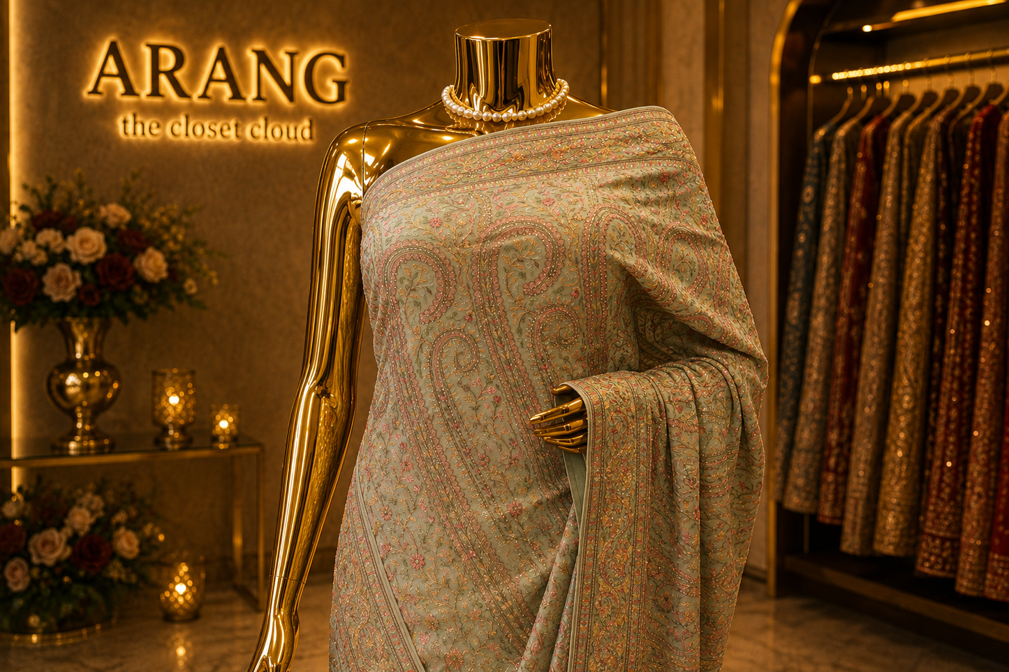 "The Dusty Mint" Premium Jama war Style Saree
