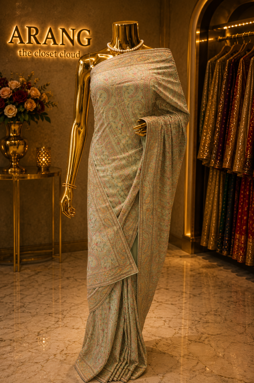 "The Dusty Mint" Premium Jama war Style Saree