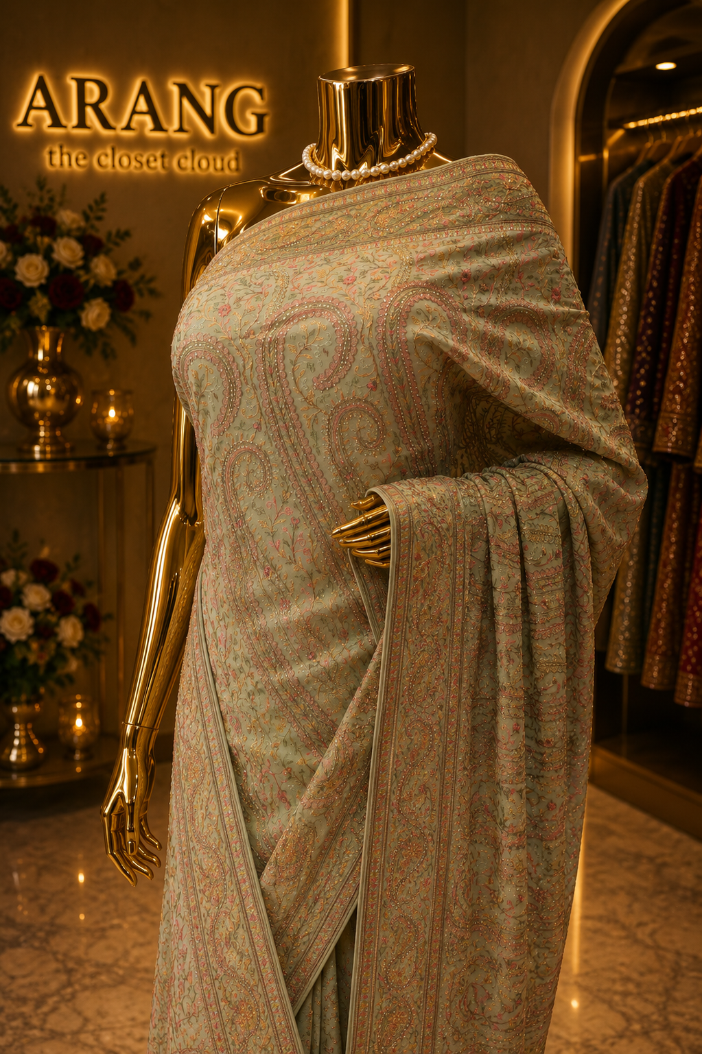 "The Dusty Mint" Premium Jama war Style Saree