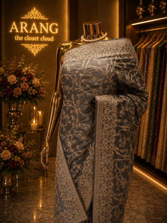 "The Charcoal Gray" Premium Designer Saree