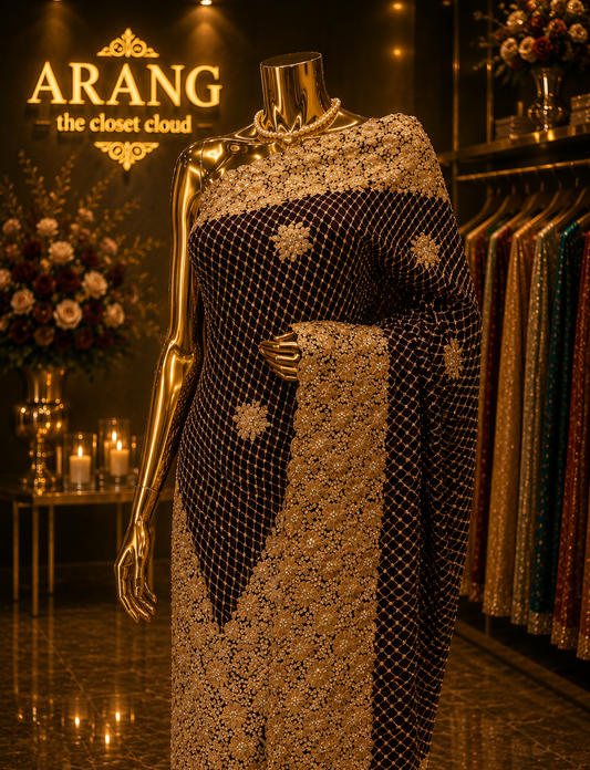 "The Deep Espresso Garnet" Premium Designer Saree