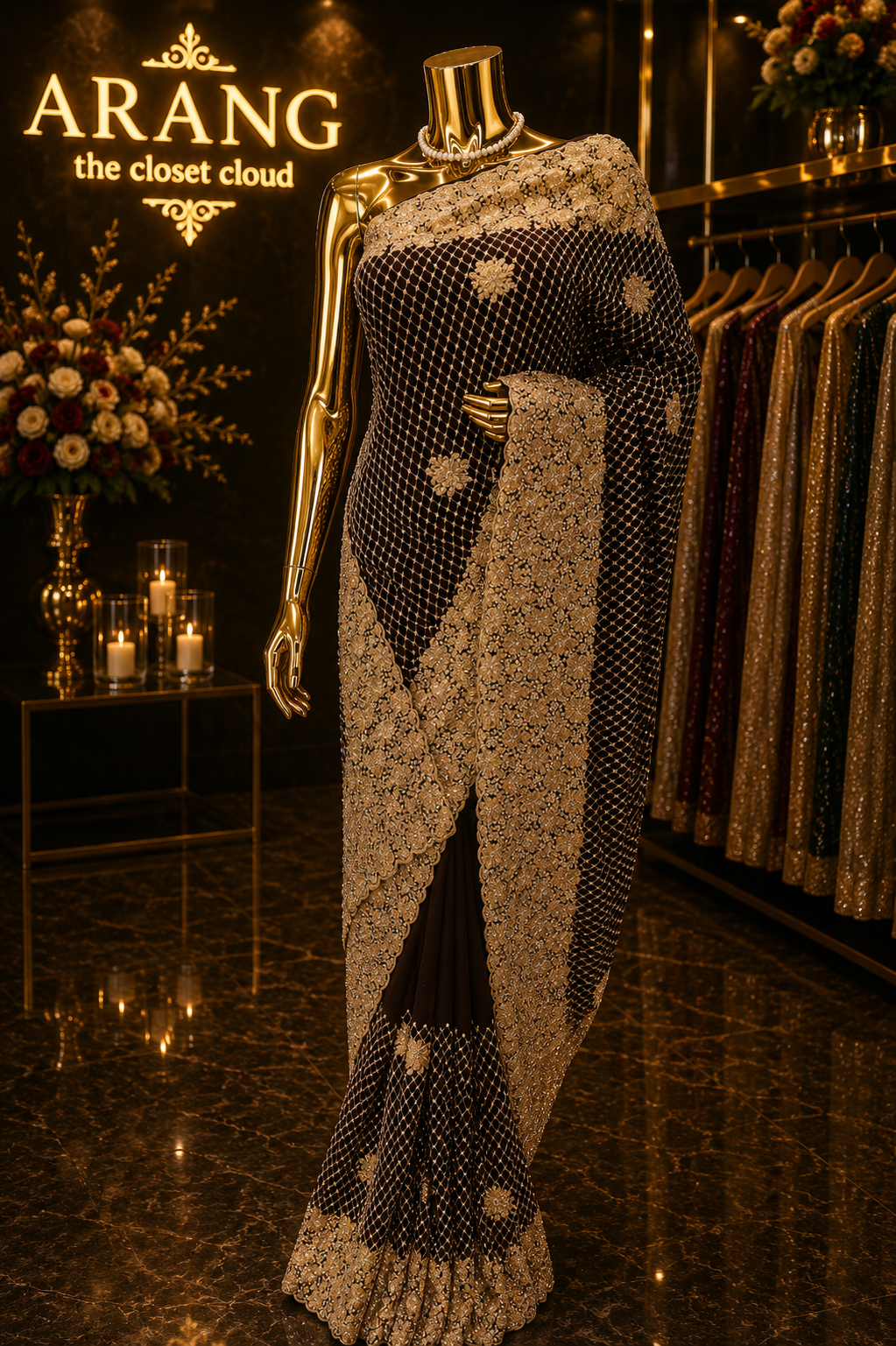 "The Deep Espresso Garnet" Premium Designer Saree