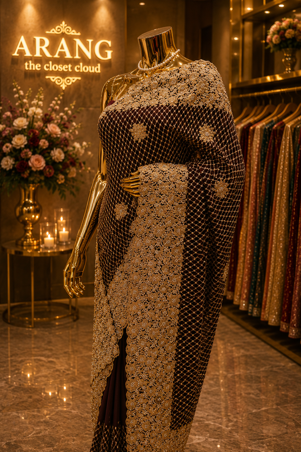"The Deep Espresso Garnet" Premium Designer Saree