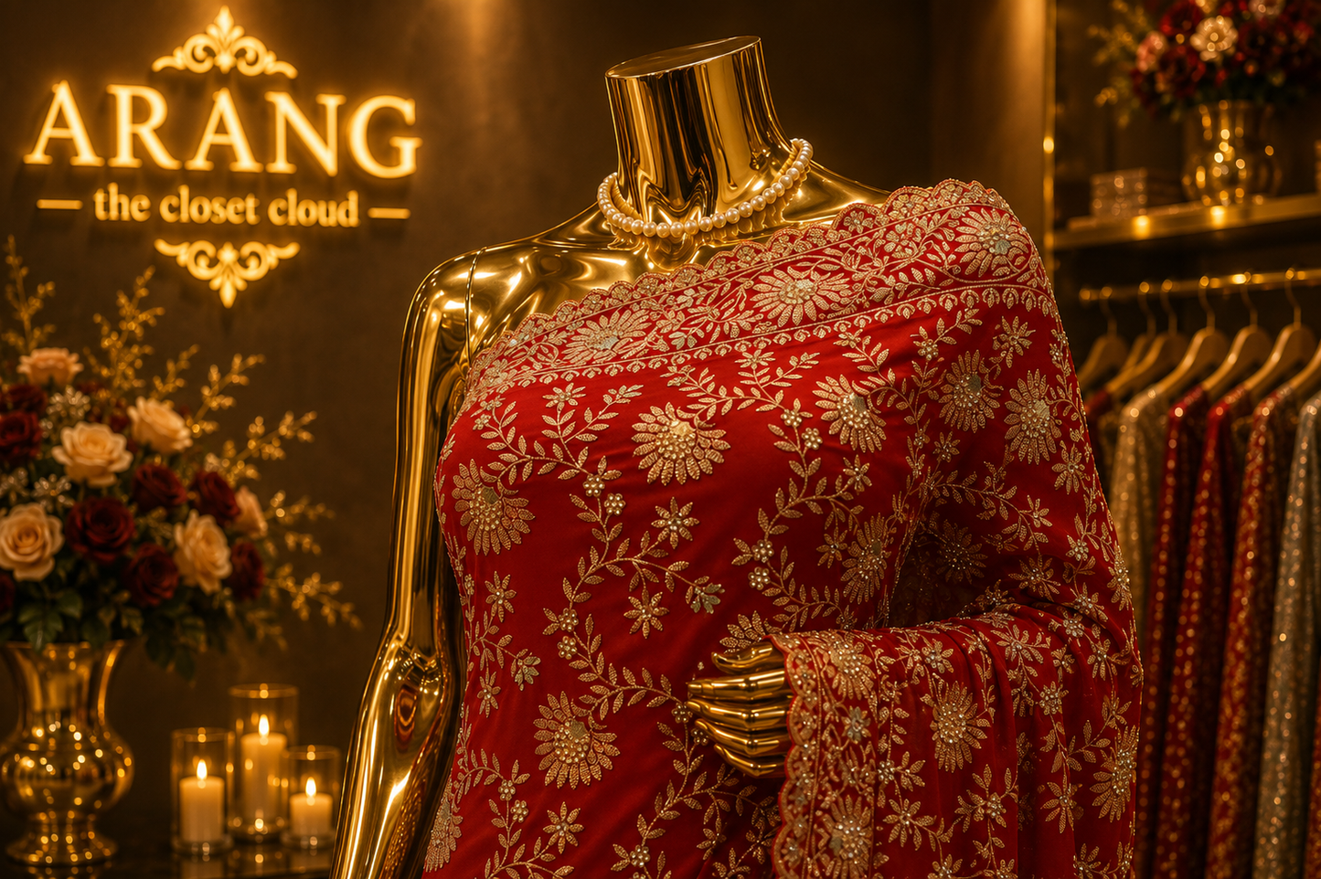 “The Luxury Crimson Red" Premium Designer Saree
