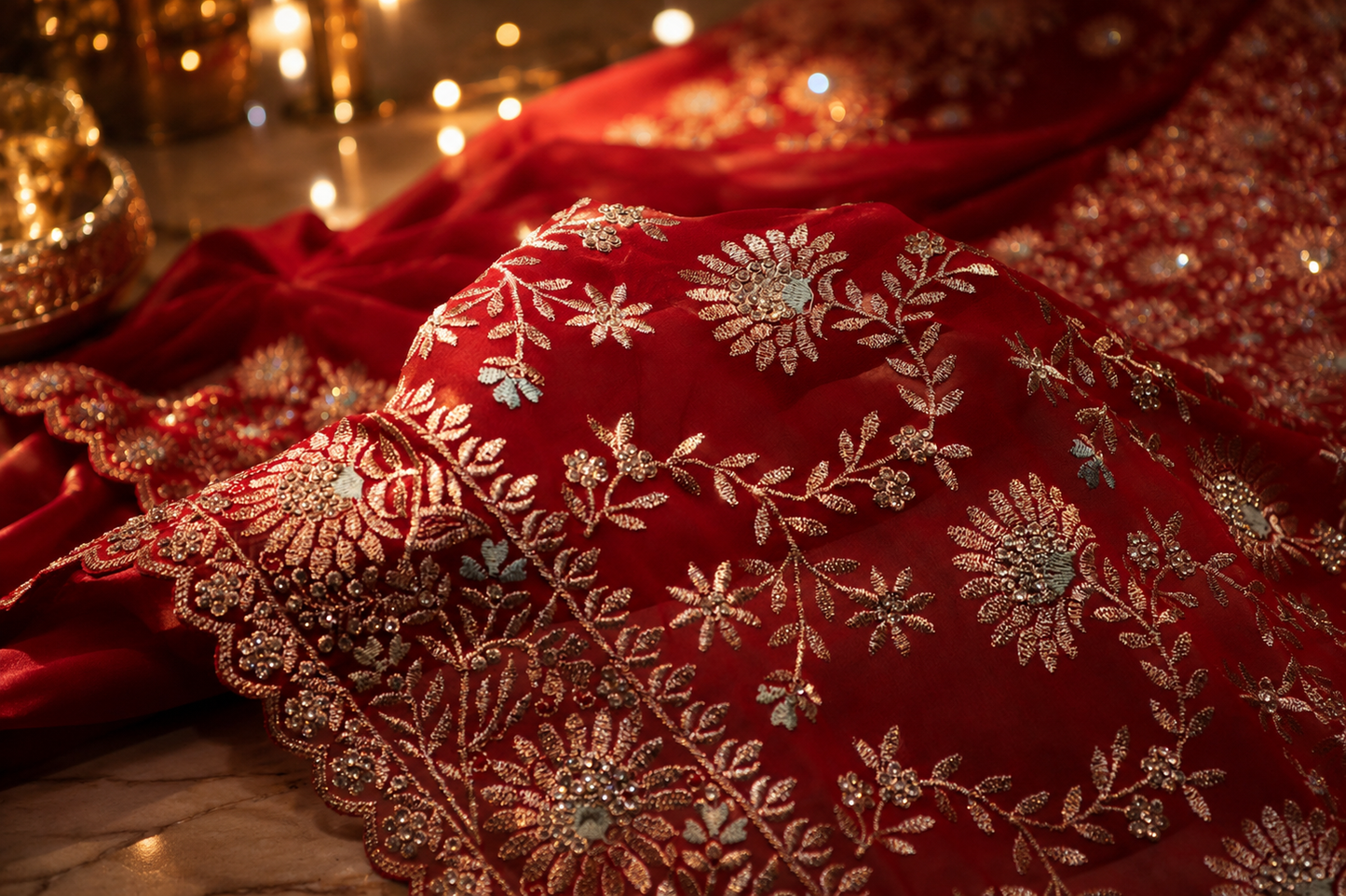 “The Luxury Crimson Red" Premium Designer Saree