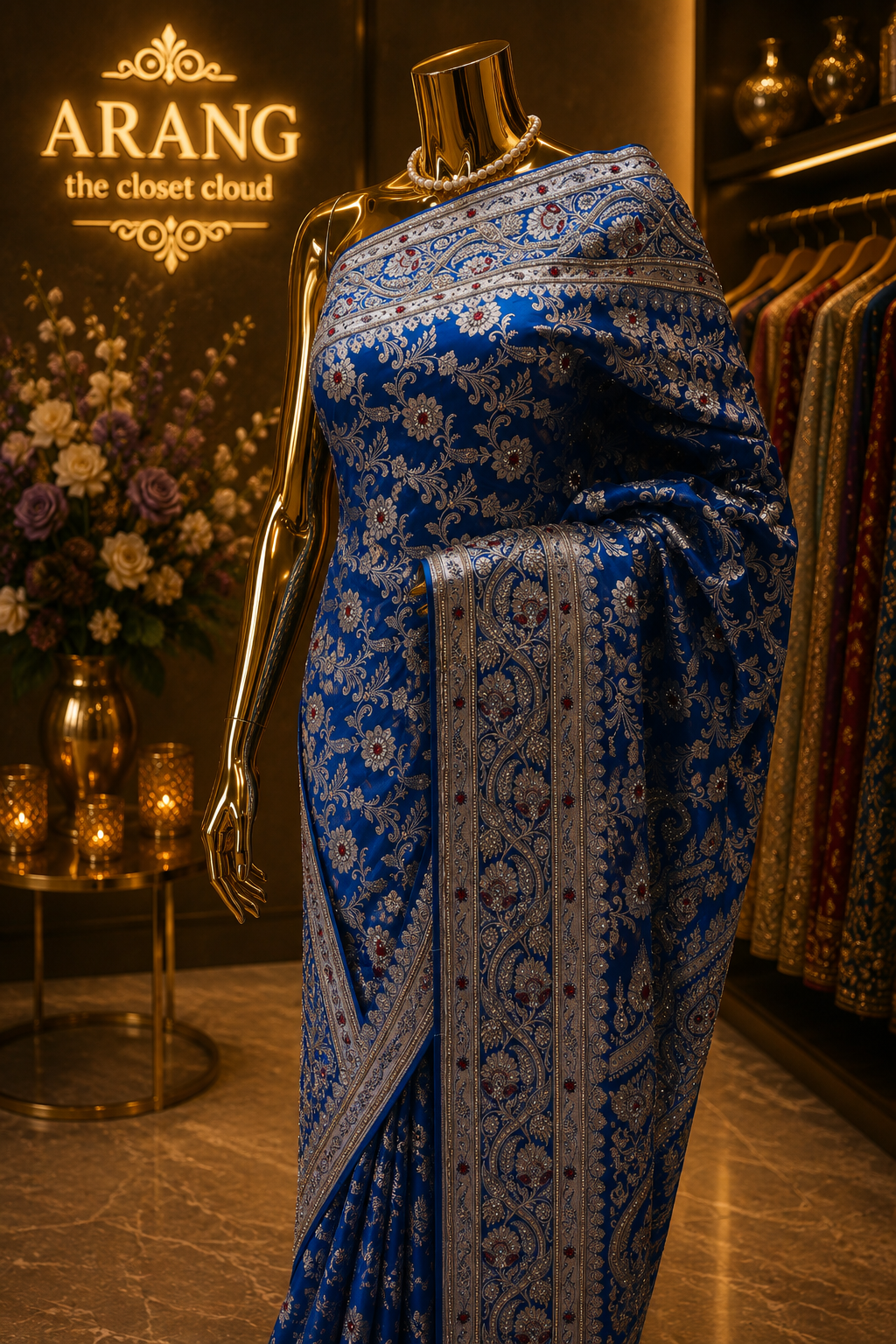 "The Royal Sapphire Blue" Premium Bridal Banarasi Silk Saree