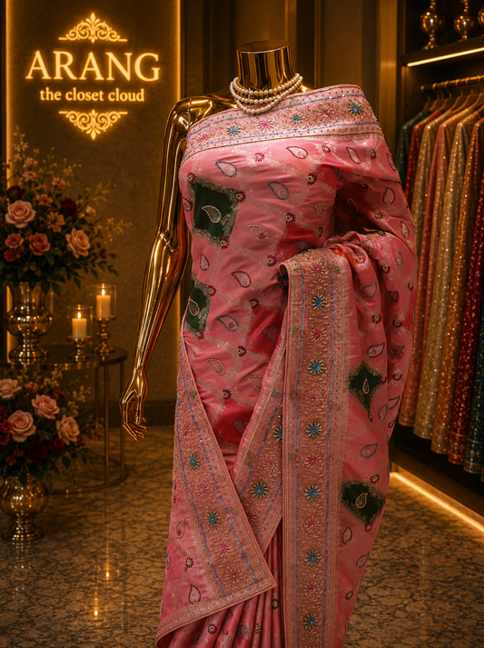 "The Cocktail Pink" Premium Handcrafted Banarasi Silk Saree