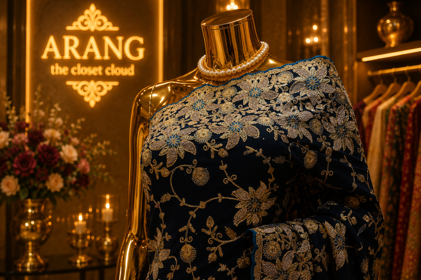 “The Luxurious Navy Blue" Premium Designer Saree