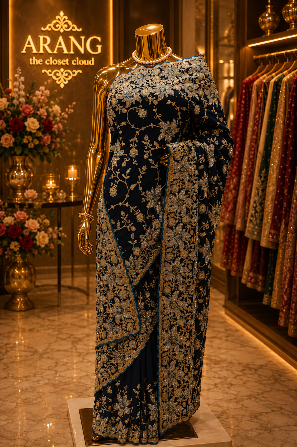 “The Luxurious Navy Blue" Premium Designer Saree