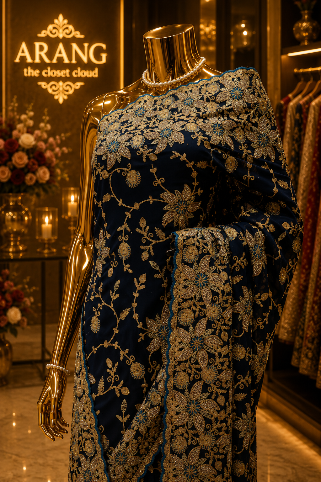 “The Luxurious Navy Blue" Premium Designer Saree