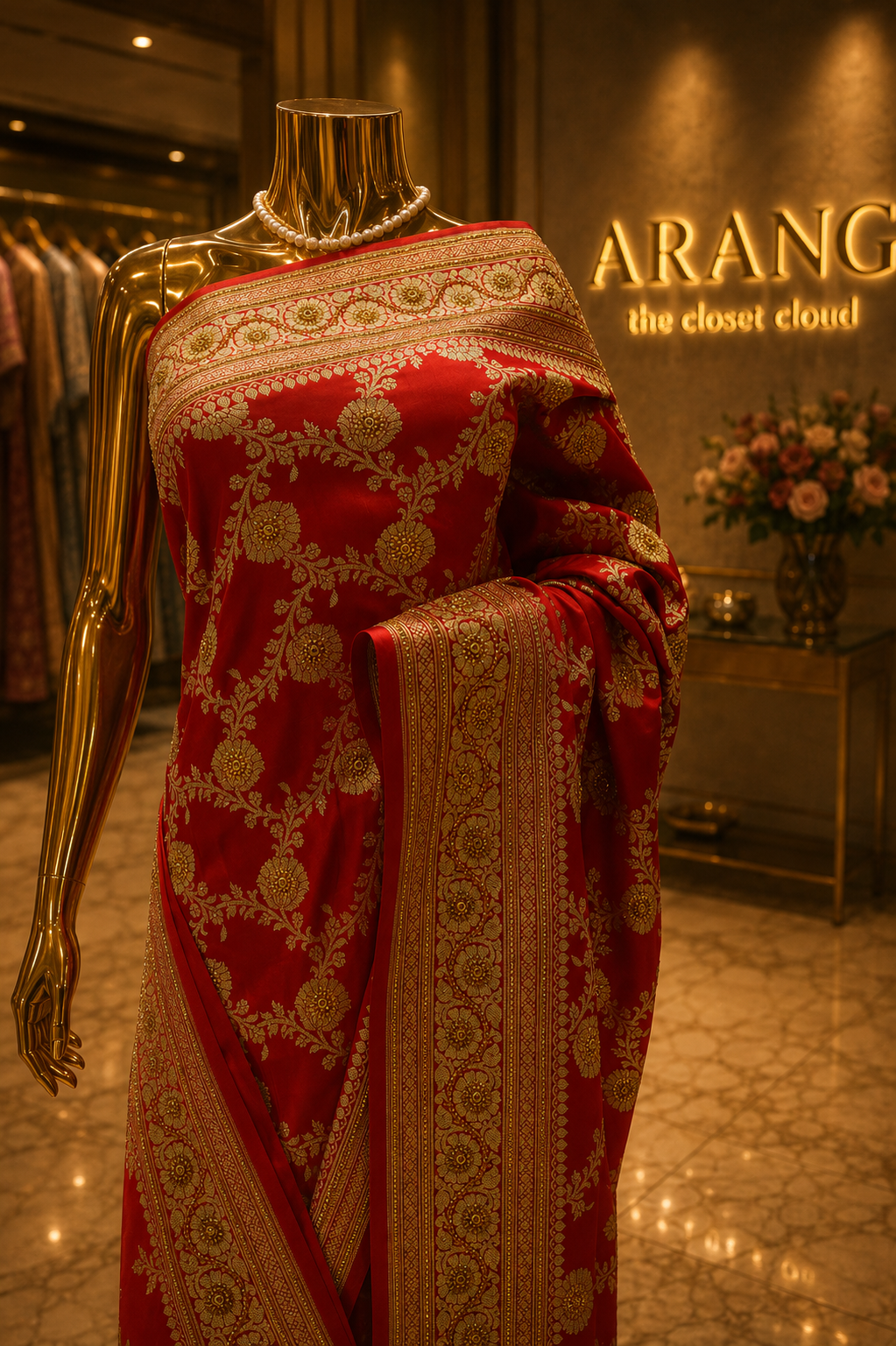 "The Epitome of Bridal Red" Premium Banarasi Silk Saree